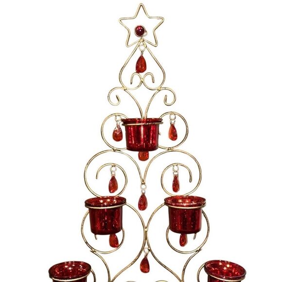 Rustic Metal Christmas Tree Candle Holder - Picture 3 of 9